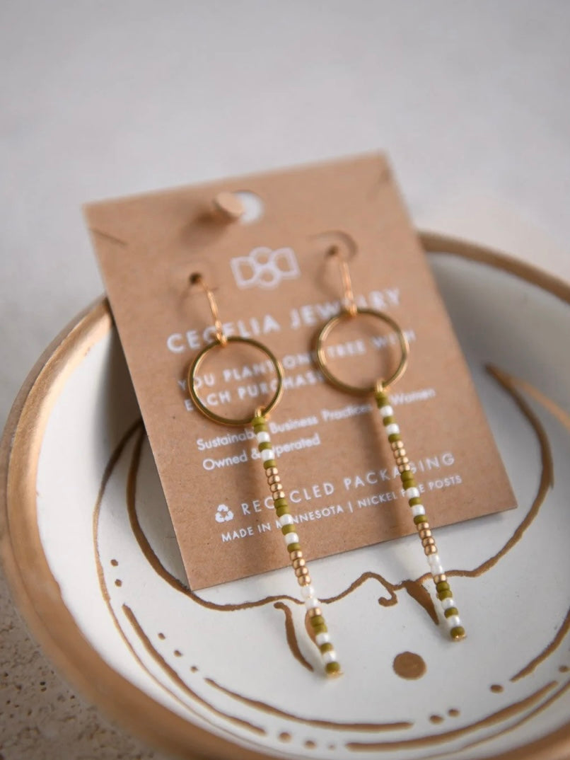 Iris Seed Bead Drop Circle Earrings | Multi