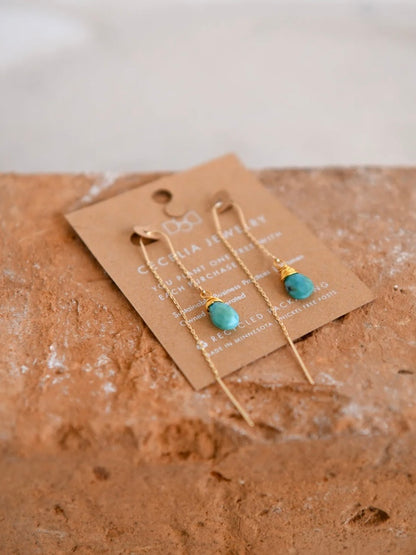 Roamer Gemstone Threader Earrings | Turquoise