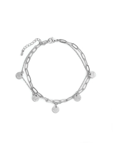 Delicate and Brushed Circle Bracelet | Silver