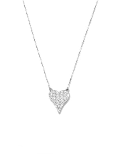 Pave Heart Necklace | Silver