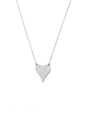 Pave Heart Necklace | Silver