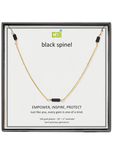 Black Spinel Station Bar Gemstone Necklace