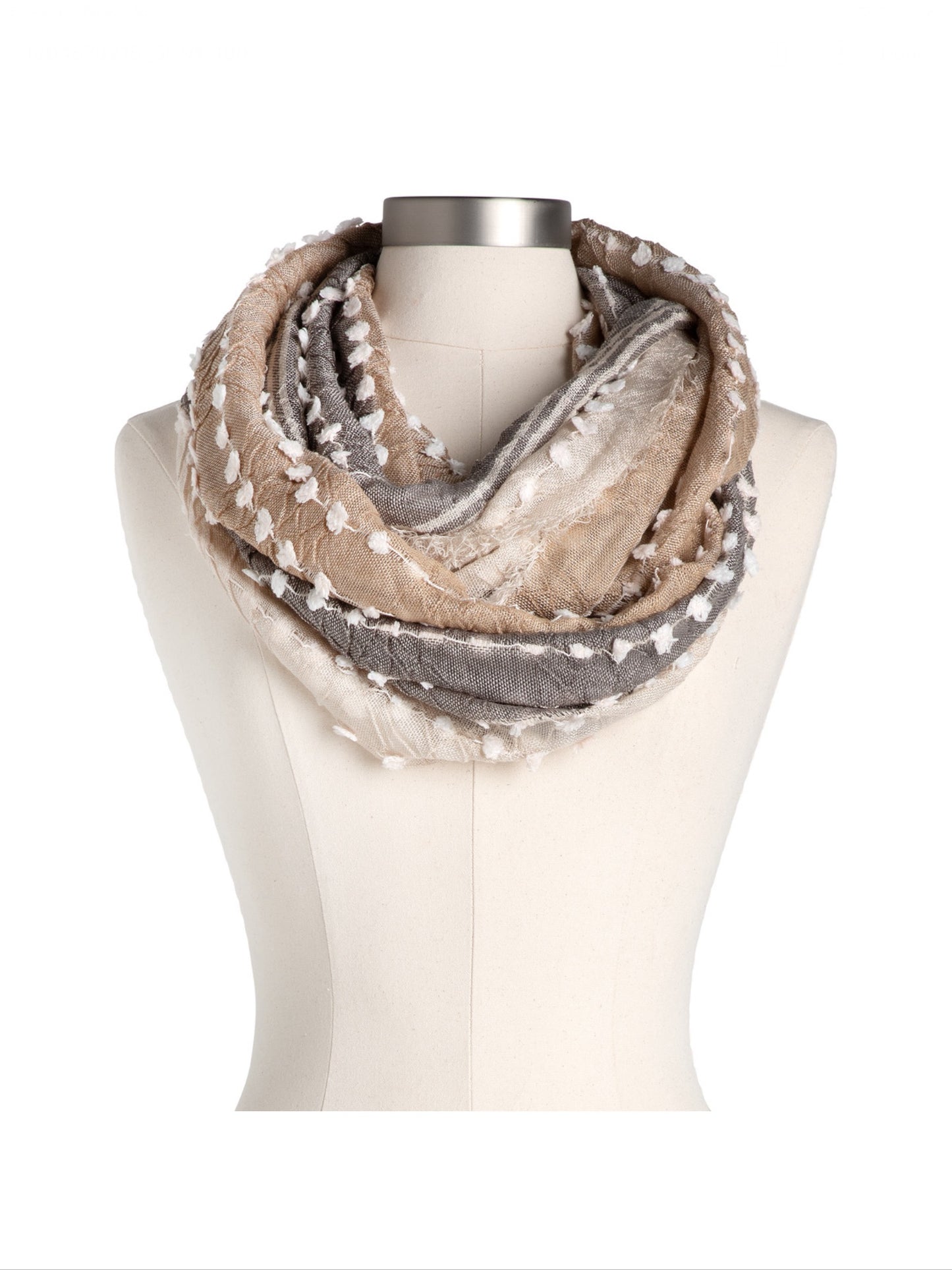 Textured Infinity Scarf - Tan