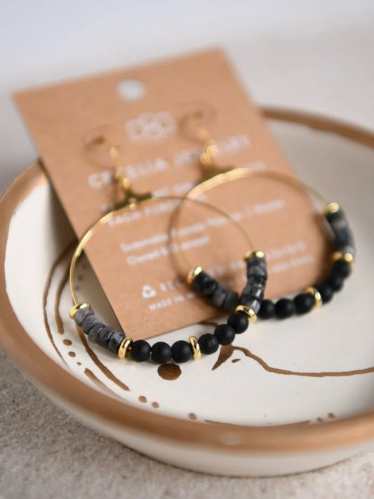 Gypsy Sunrise Hoop Earrings | Labradorite & Black