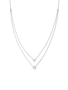 Double Layer Appeal Framed CZ Necklace | Silver