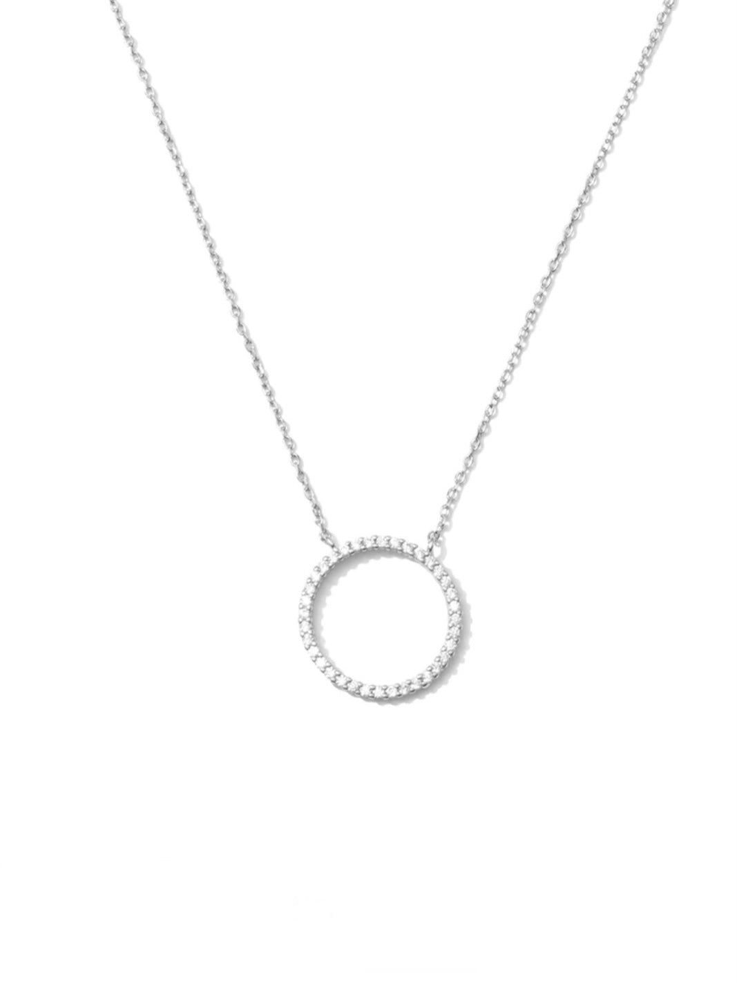 Open Pave Circle Pendant - Silver