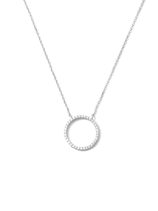 Open Pave Circle Pendant - Silver