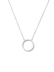 Open Pave Circle Pendant - Silver