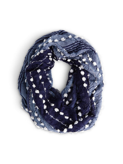 Textured Infinity Scarf - Navy