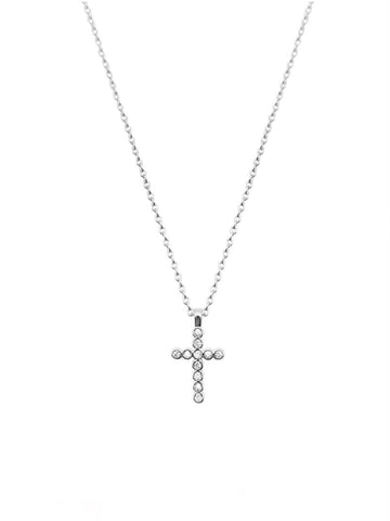 Delicate CZ Cross Pendant | Silver