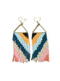 Whitney Diagonal Stripe Beaded Fringe Earrings Multicolor