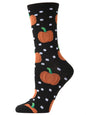 Women’s Pumpkin Polka Dot Crew Socks Black