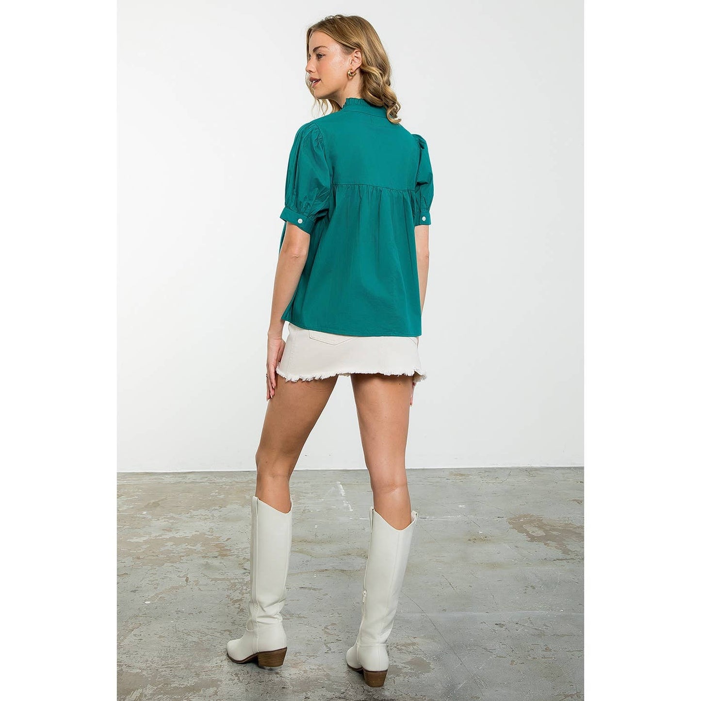 THML V-Neck Peplum Top – Teal