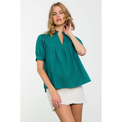 THML V-Neck Peplum Top – Teal
