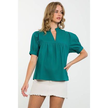 THML V-Neck Peplum Top – Teal