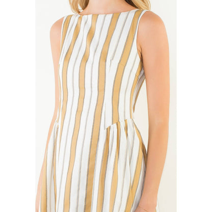 THML Sleeveless Striped Midi Dress – Mustard