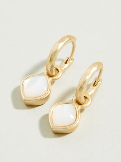 Maera Drop Hoop Earrings | Mother of Pearl White