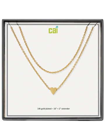 Gold Heart Dainty Chain Layering Necklace