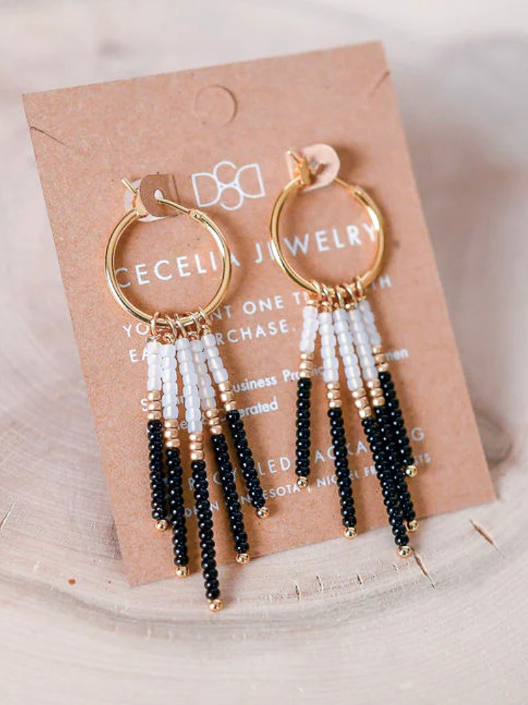 Boho Seed Bead Earrings | Frosted Black