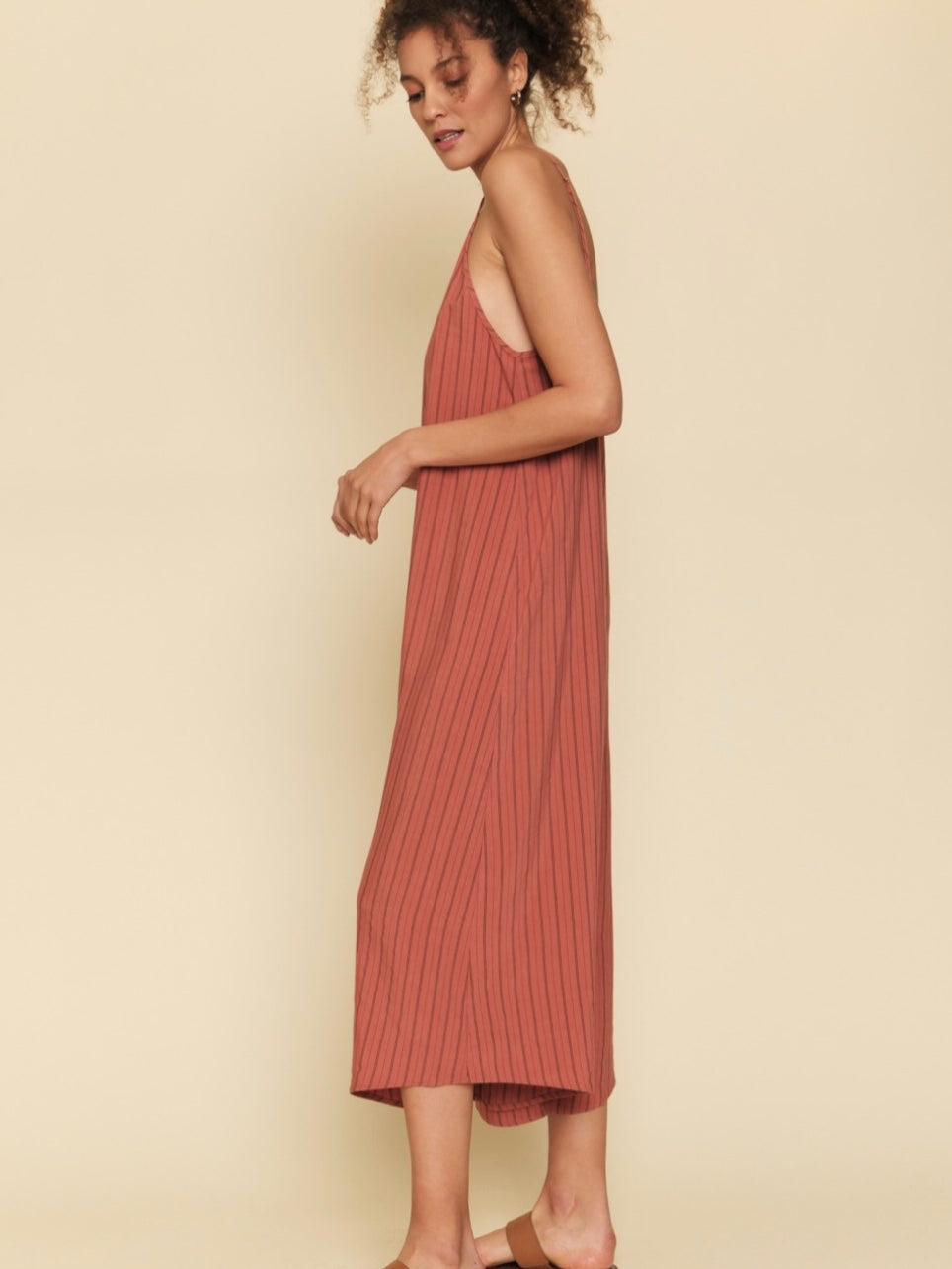 Kenna Multi Stripe Jumpsuit - Terracotta