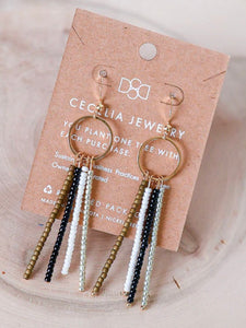 Seed Bead Threader Earrings | Timeless Black & Grey