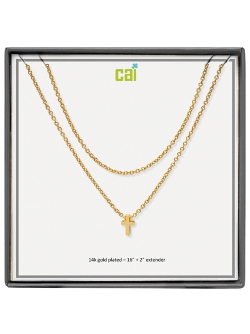 Gold Cross Dainty Chain Layering Necklace