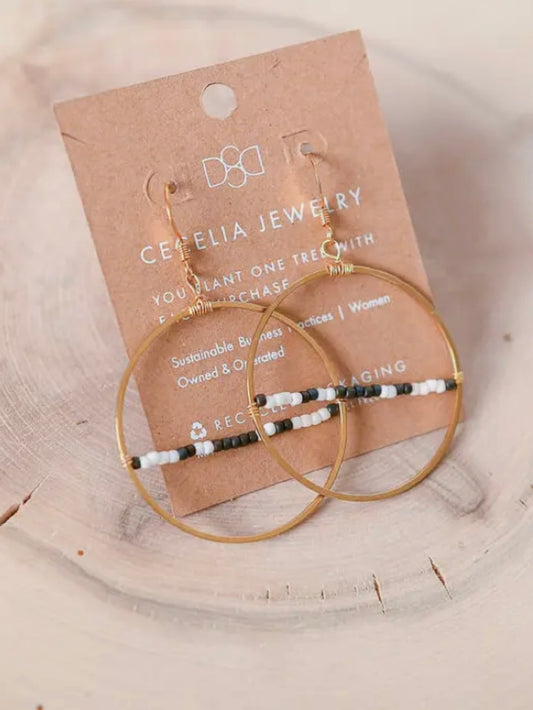 Two Tone Seed Bead Hoop Earrings | Horizontal