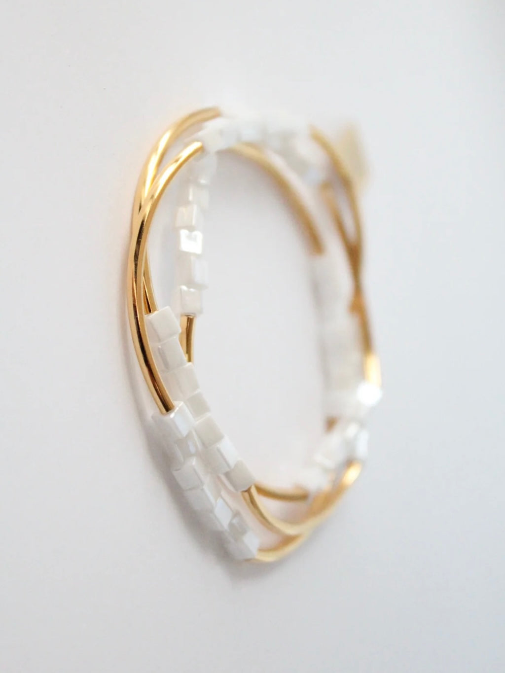 Triple Wrap Bracelet | Gold & White Square