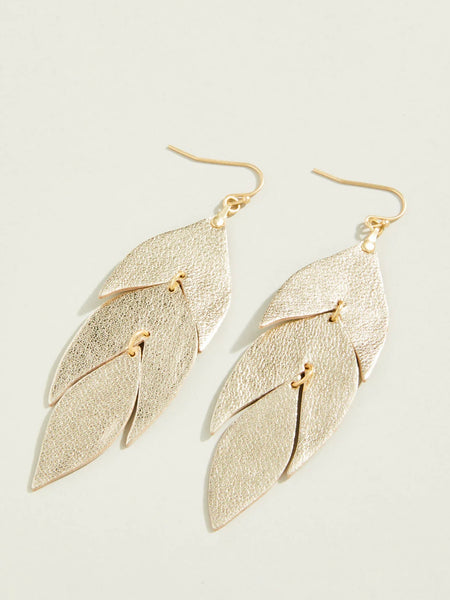 Leaf Leather Earrings | Gold