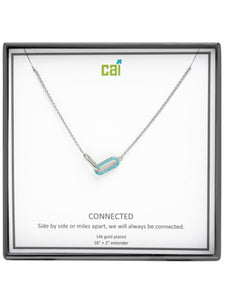 Silver Be Connected Turquoise Pave Stone Necklace