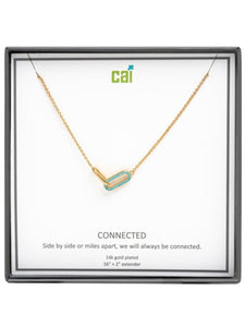 Gold Be Connected Turquoise Pave Stone Necklace