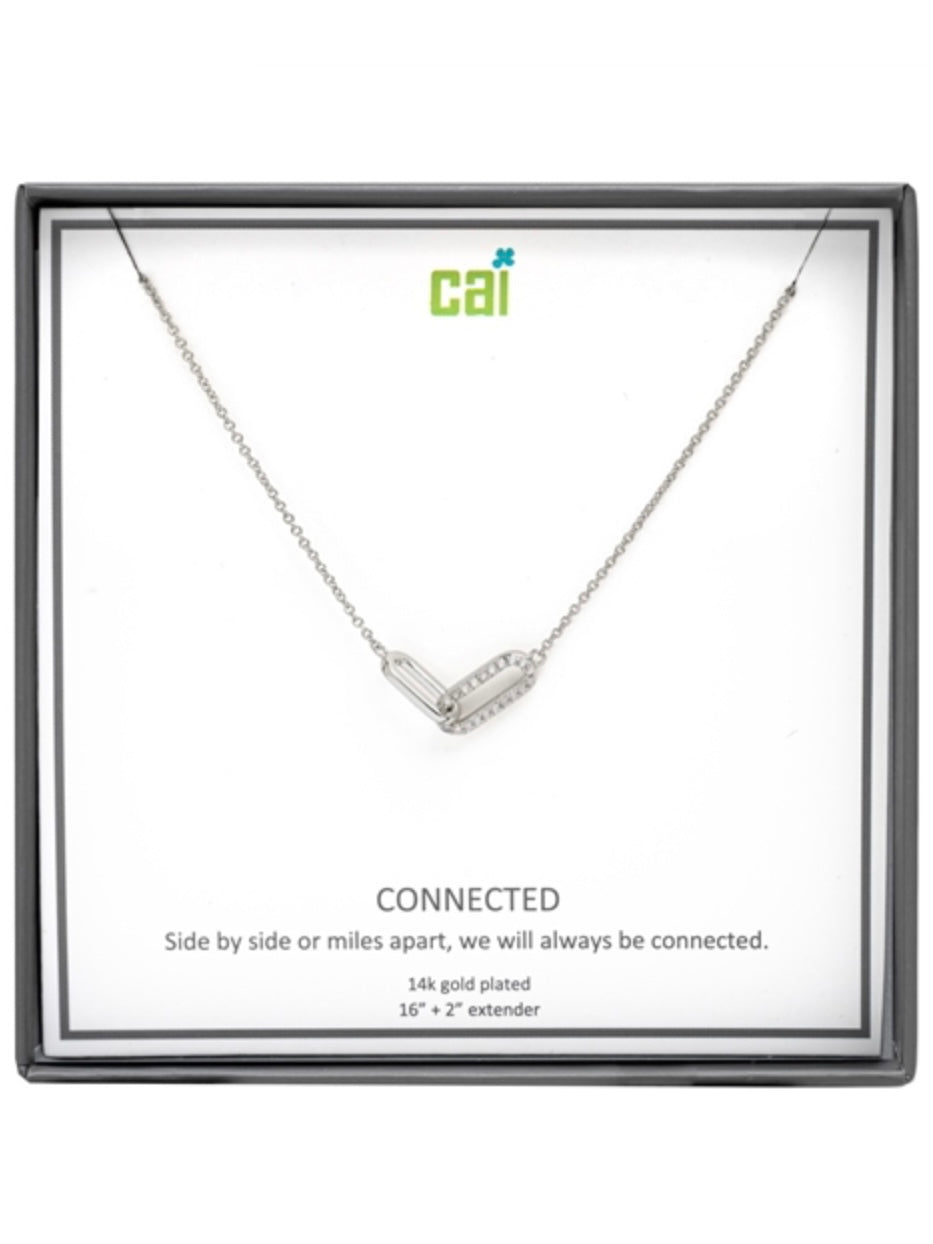 Silver Be Connected Opal Pave Stone Necklace