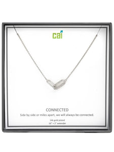 Silver Be Connected Opal Pave Stone Necklace