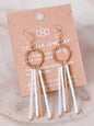 Tassel Seed Bead Earrings | White & Gold