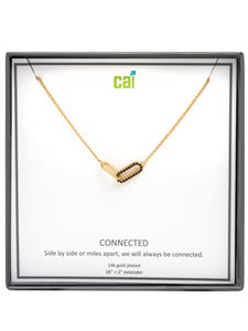 Gold Be Connected Black Pave Stone Necklace