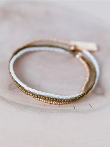 Seed Bead Triple Wrap Bracelet | Gold