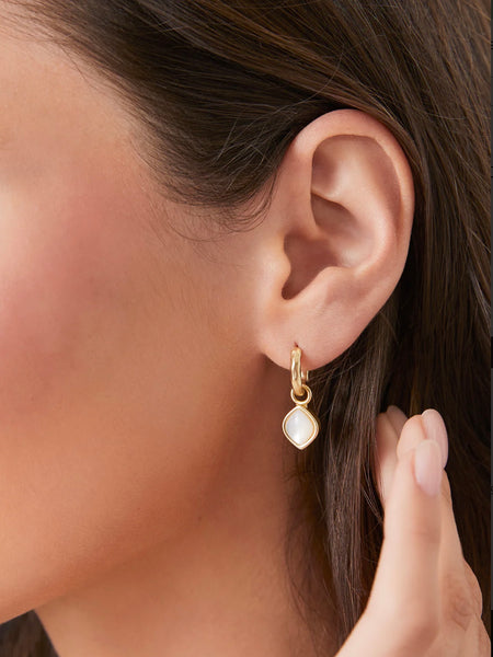 Maera Drop Hoop Earrings | Mother of Pearl White