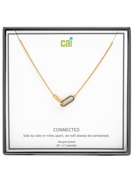 Gold Be Connected Blue Pave Stone Necklace