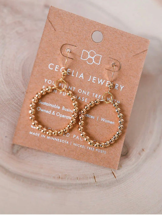 Small Beaded Hoop Earrings | Gold