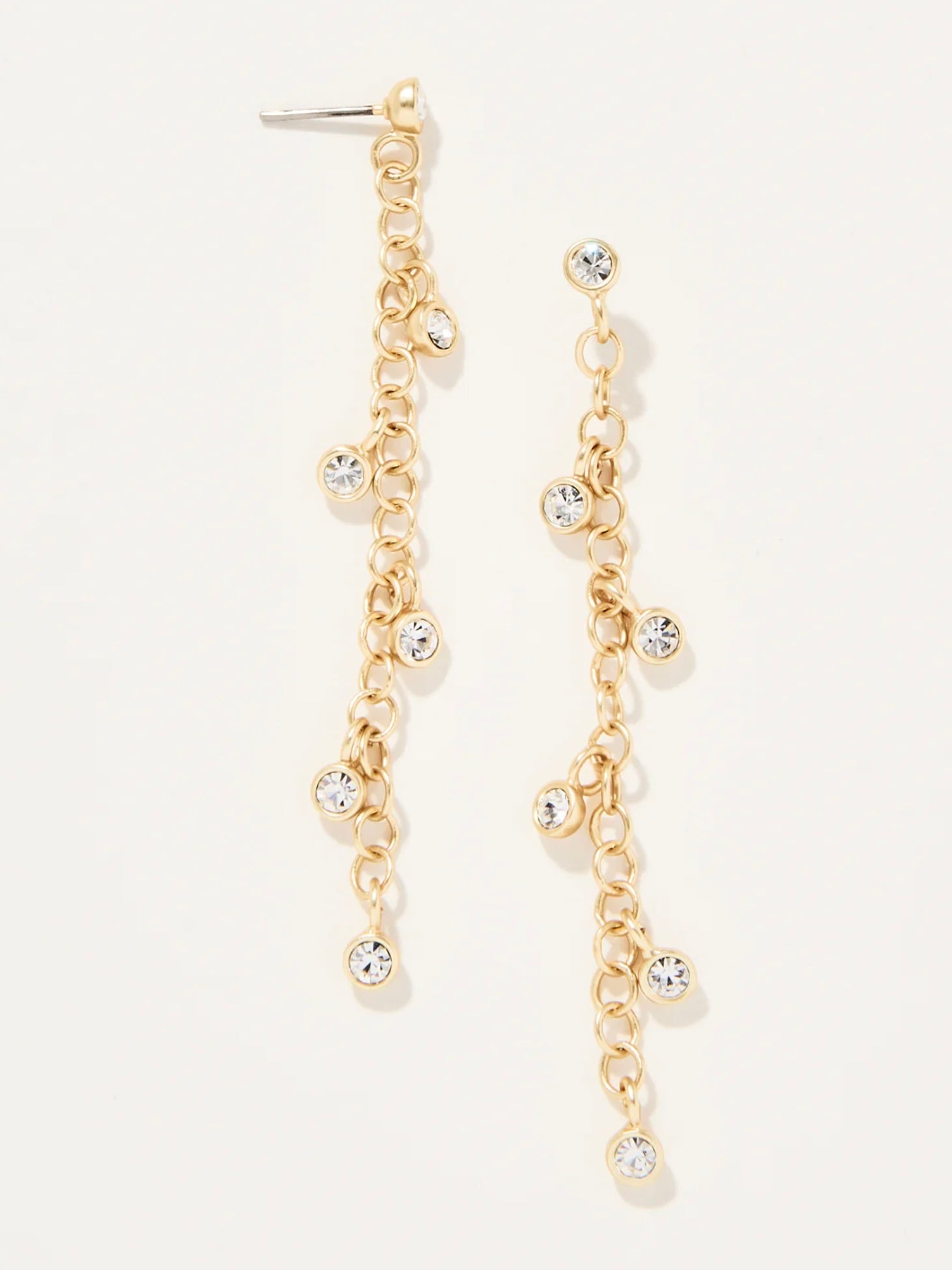 Swinging Chain Earrings | Crystal Gold