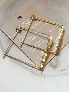 Square Hoop Earrings | Shiny Gold Square
