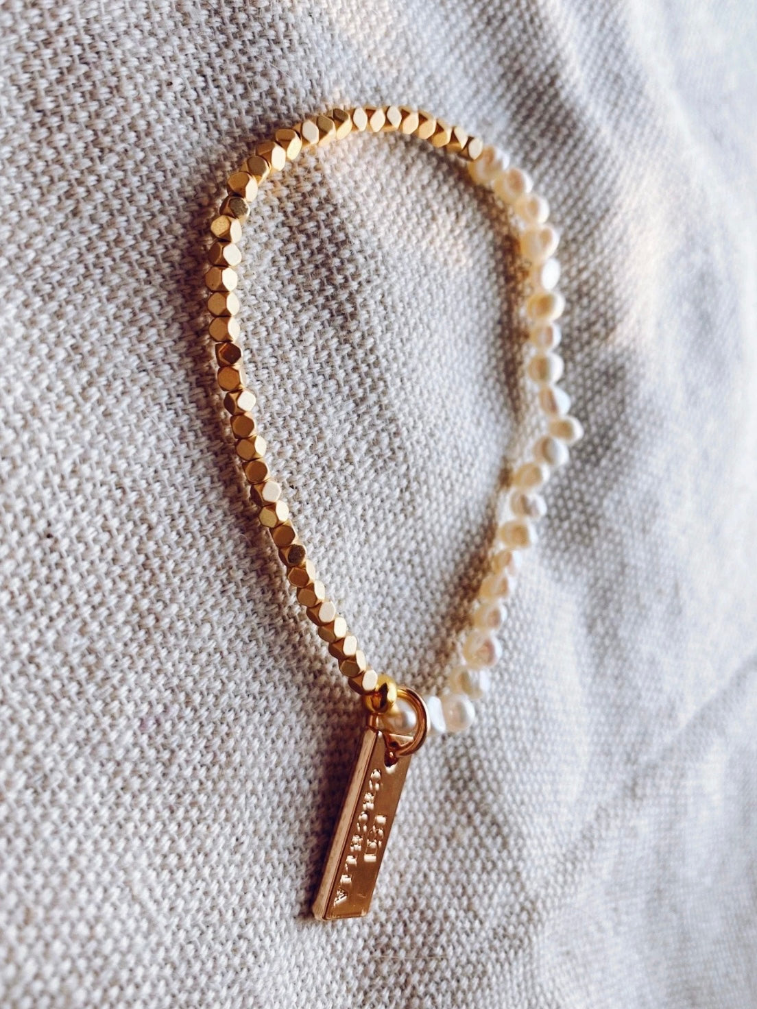 Hepburn Half & Half Bracelet | Fresh Water Pearls & Matte Nugget