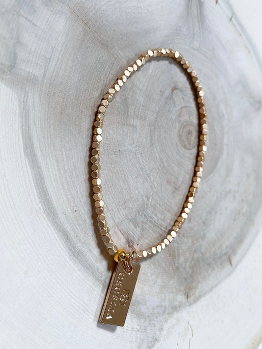 Beaded Single Layering Bracelet - 2mm Matte Faceted Nugget