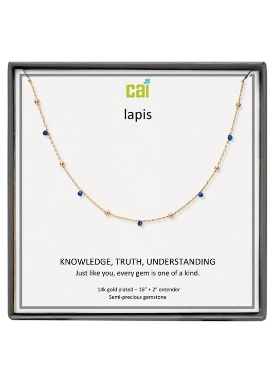 Gold Lapis Satellite Gemstone Necklace