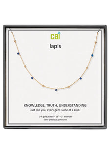 Gold Lapis Satellite Gemstone Necklace