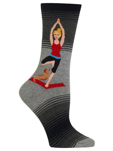 Women’s Yoga Girl Crew Socks Sweatshirt Gray Heather