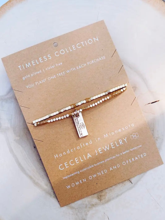 Hepburn Double Wrap | 2 mm Matte Gold Square