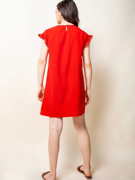 Esther Embroidered Dress - Red