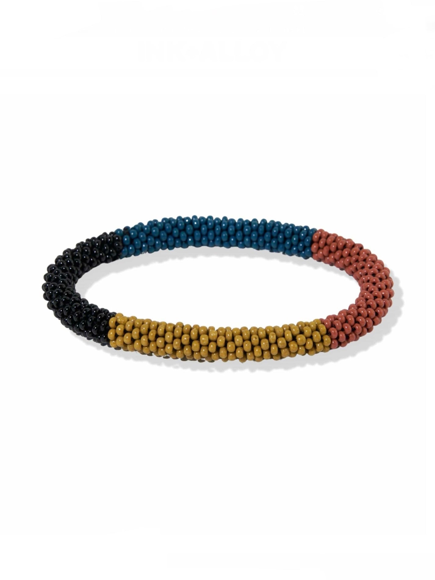 Citron Rust Peacock Black Color Block Slide And Stack Bracelet