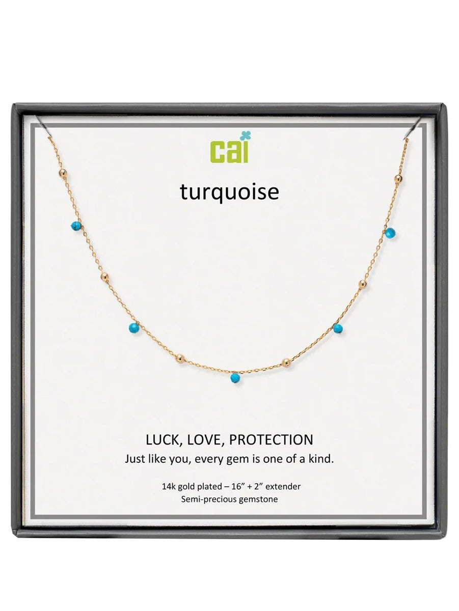 Gold Turquoise Satellite Gemstone Necklace